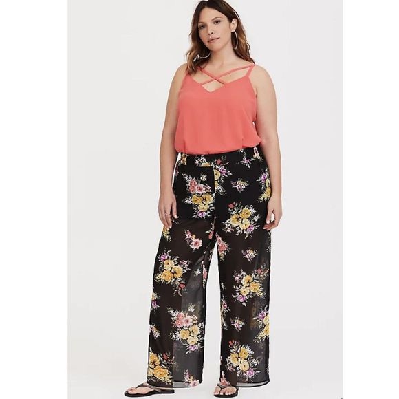 torrid Pants - Torrid floral chiffon pants - size 1X - multicolored